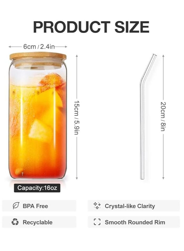 Transparent Pyrex thermal mug with bamboo lid + straw. Glass for hot and cold drinks, cocktails, tea, coffee, and iced juice - 600 ml - Image 3